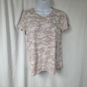 Gap Shirt Womens Large Pink Camo Print Crew Neck Short Sleeve Basic Tee Top